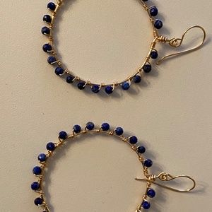 Lapis Lazuli Gemstone Hoop Earrings